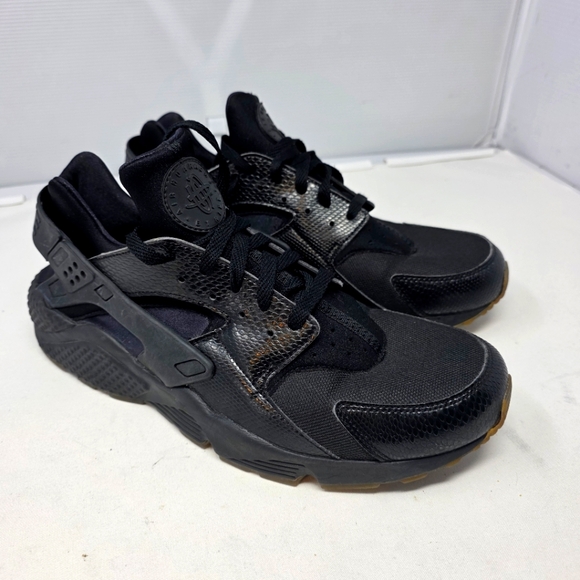 Nike‎ Air Huarache Snakeskin Leather Running Shoes 318429-052 Black Size 13 Gum